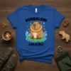 BURBALONI LULILOLI text above and below a cute capybara wearing a donut float, sitting on a lily pad with fish