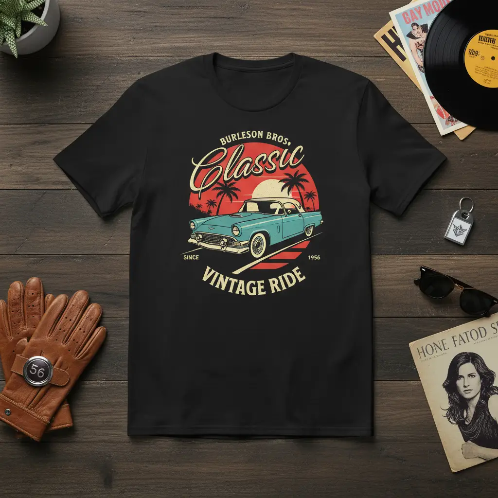 Burleson Bros Classic Vintage Ride T-Shirt Retro Car Graphic