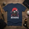 Bushidog T-Shirt featuring a bulldog in samurai armor with a Japanese sun and mountain backdrop