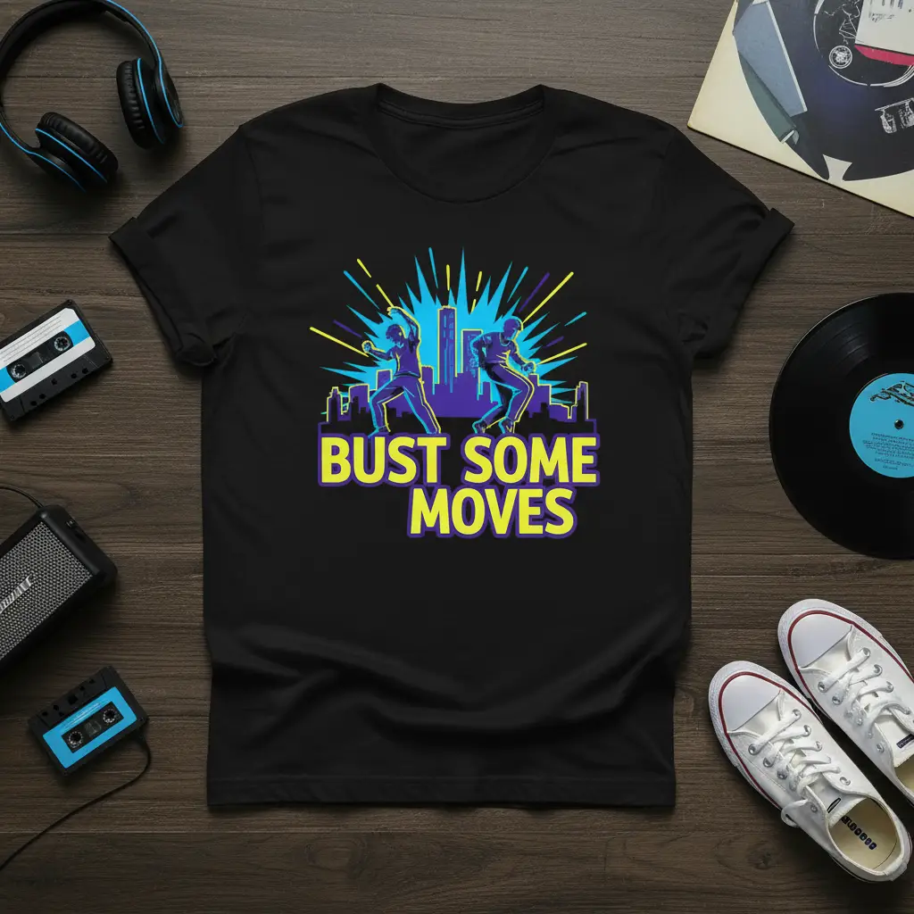 Bust Some Moves Retro Dance T-Shirt 80s Style Gift