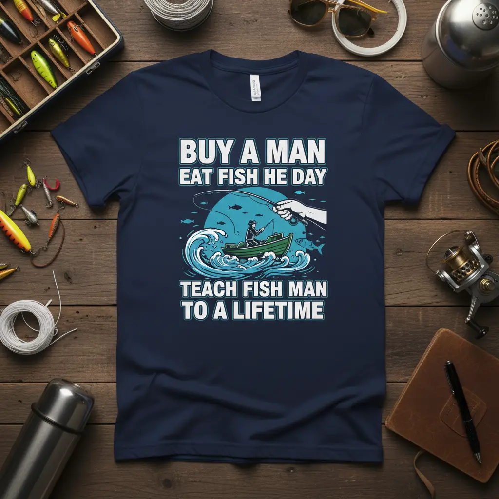 Buy a Man Eat Fish He Day Teach Fish Man to a Lifetime T-Shirt