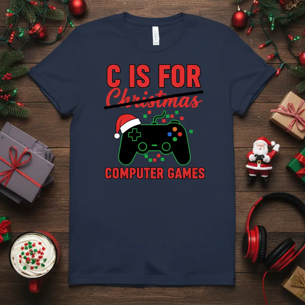 C Is for Christmas Computer Games Holiday Gamer Tee