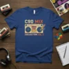 C90 Mix Collection Vol. 1 text above a retro boombox graphic with a pencil on a blue t-shirt