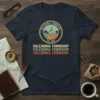 Vintage Caledonia Township Est 1838 t-shirt design with circular emblem and stacked text
