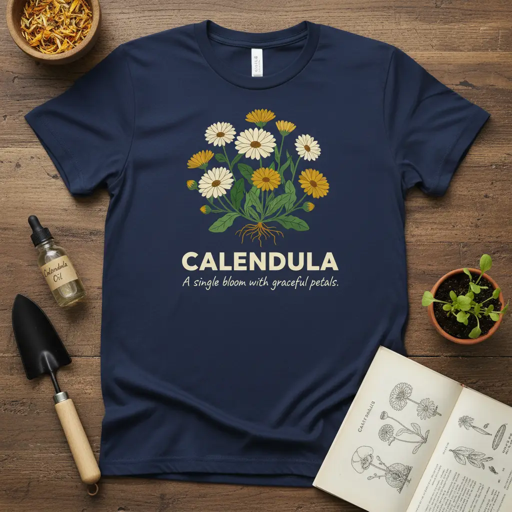 Calendula a Single Bloom T-Shirt Botanical Flower Gift