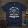 California Republic Combat Division 2099 T-Shirt with a roaring bear and crossed guns graphic