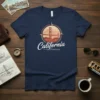 California San Francisco t-shirt featuring a graphic of the Golden Gate Bridge within a compass rose design