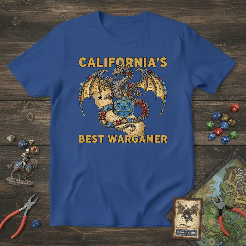 California’s Best Wargamer T-Shirt Dragon Dice Design