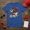 Call Me duck graphic t-shirt with a mallard wearing a red cap, sunglasses, and bowtie, holding a duck call