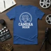 Camera Man t-shirt with a vintage film camera graphic and bold text, for filmmakers and videographers