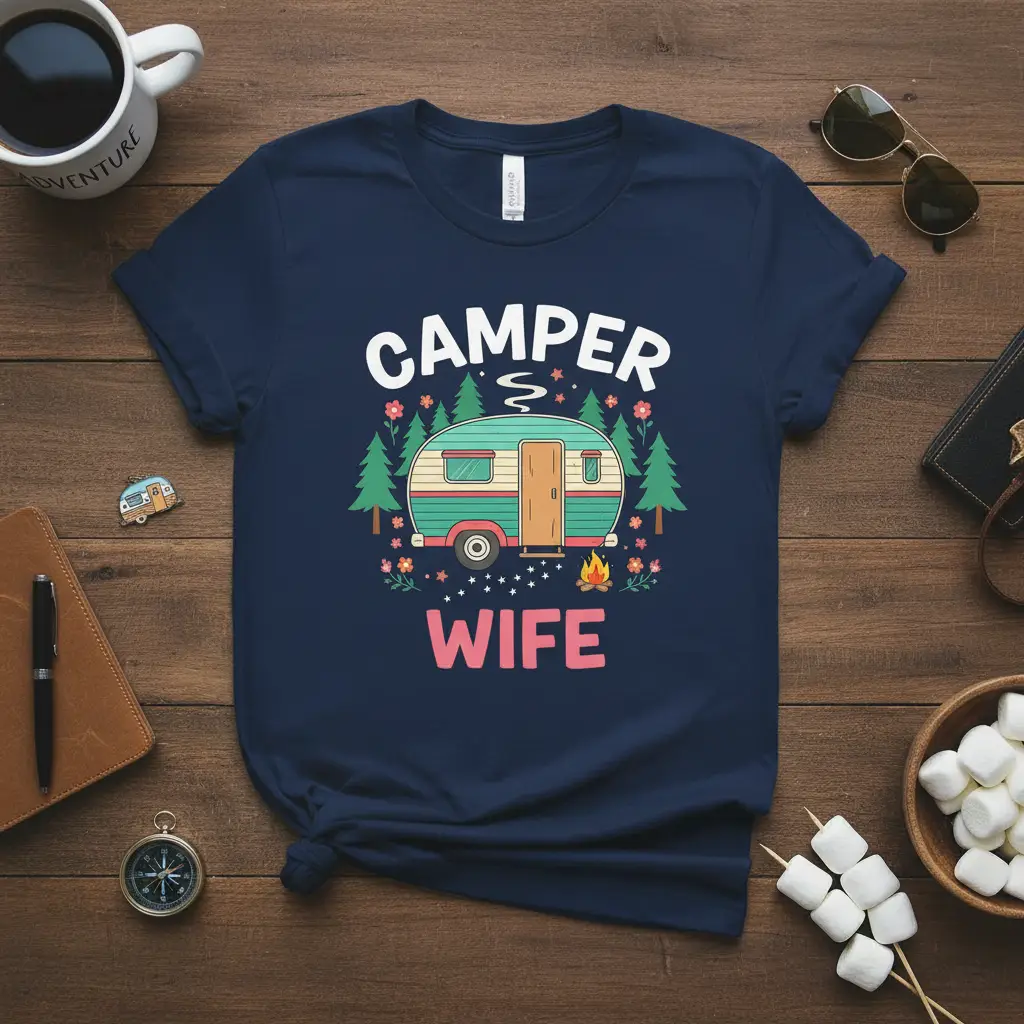 Camper Wife T-Shirt Fun Camping Adventure Gift for Her