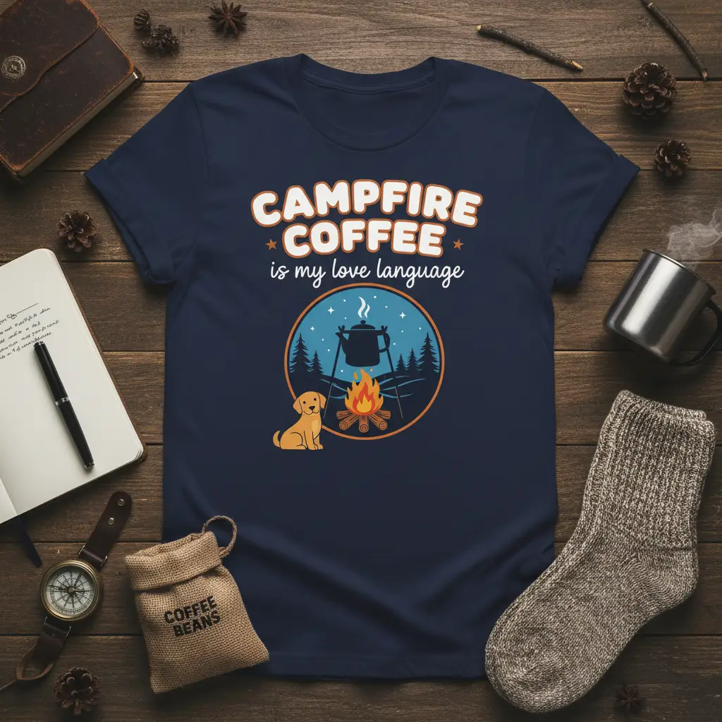 Campfire Coffee Is My Love Language T-Shirt Outdoor Gift