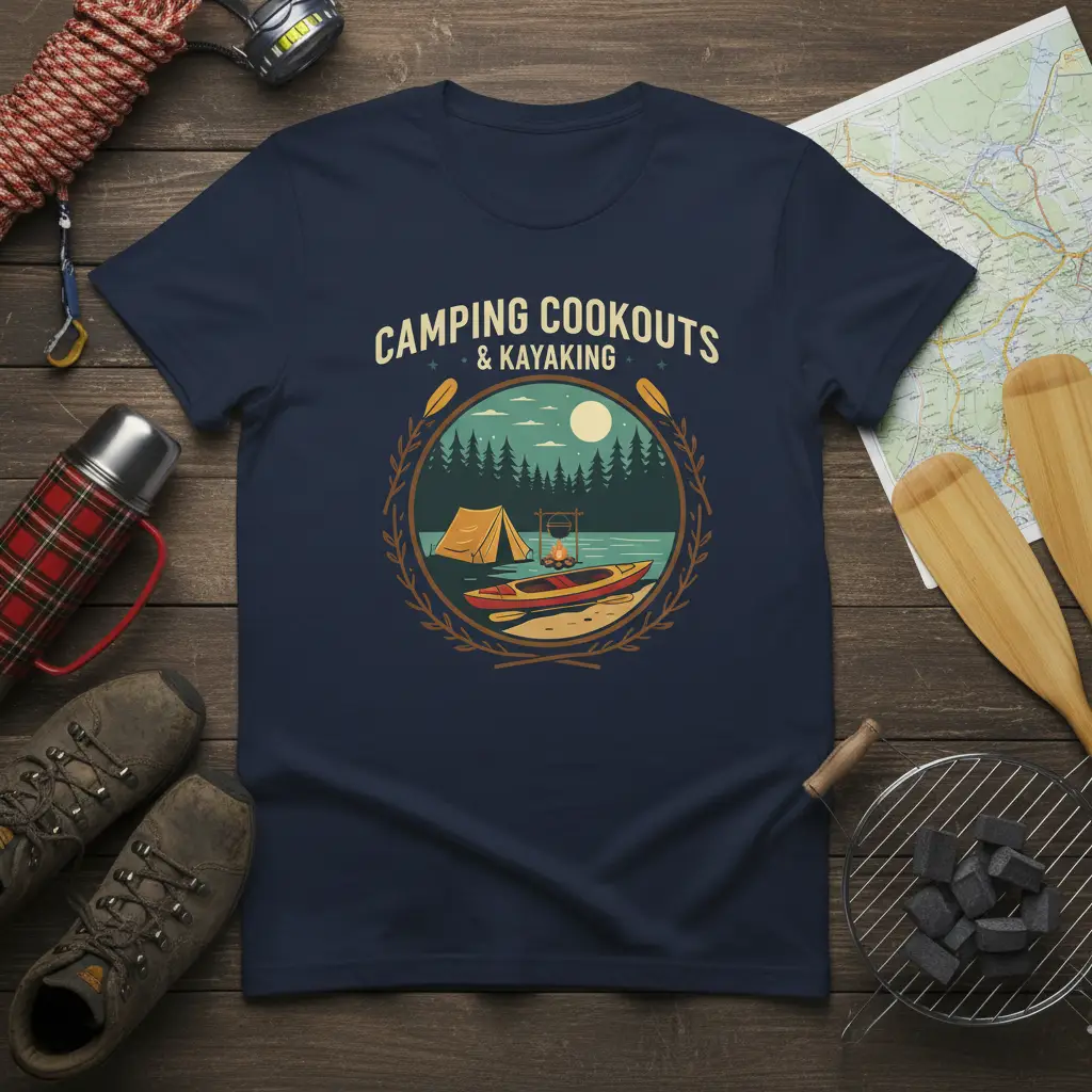 Camping Cookouts & Kayaking T-Shirt Outdoor Adventure Gift