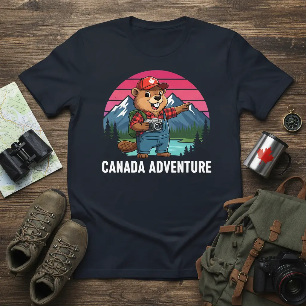 Canada Adventure Beaver T-Shirt Outdoor Explorer Gift