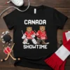 Canada Showtime t-shirt with two cartoon bears playing hockey, wearing Canadian jerseys