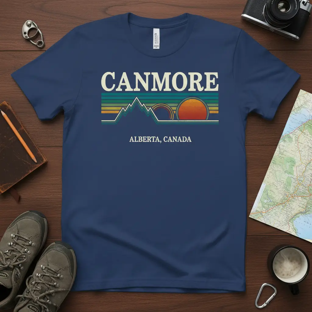 Canmore Alberta Canada Retro Mountain Sunset T-Shirt