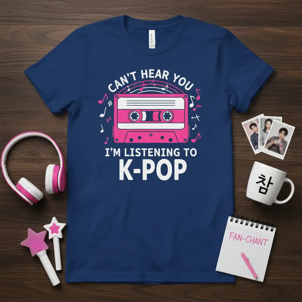 Can’t Hear You I’m Listening to K Pop Cassette Tee