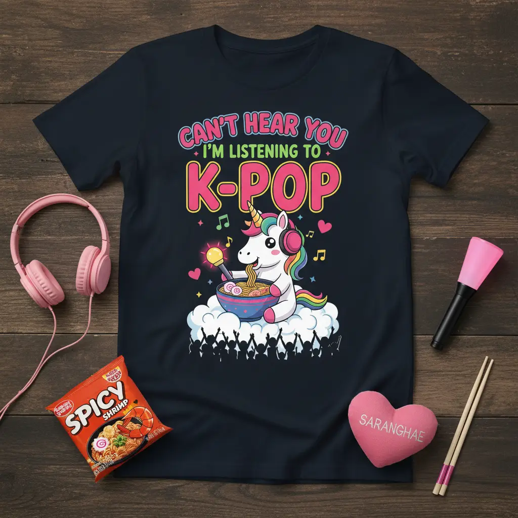 Can’t Hear You I’m Listening to K Pop Unicorn T-Shirt