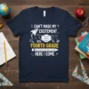 Can't Mask My Excitement 4th Fourth Grade Here I Come t-shirt with a mask graphic, rocket, and school icons