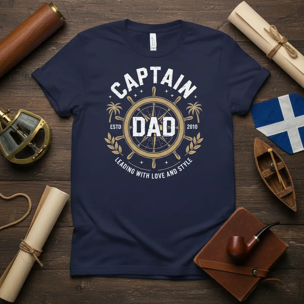 Captain Dad Leading With Love and Style T-Shirt