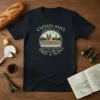 Captain Dan's Charcuterie Pig Floating Bistro Paris France T-Shirt design featuring a yellow submarine boat on the Seine river with