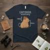Capybara Anatomy T-Shirt featuring a capybara wearing a beanie with text labels "capy" and "bara"