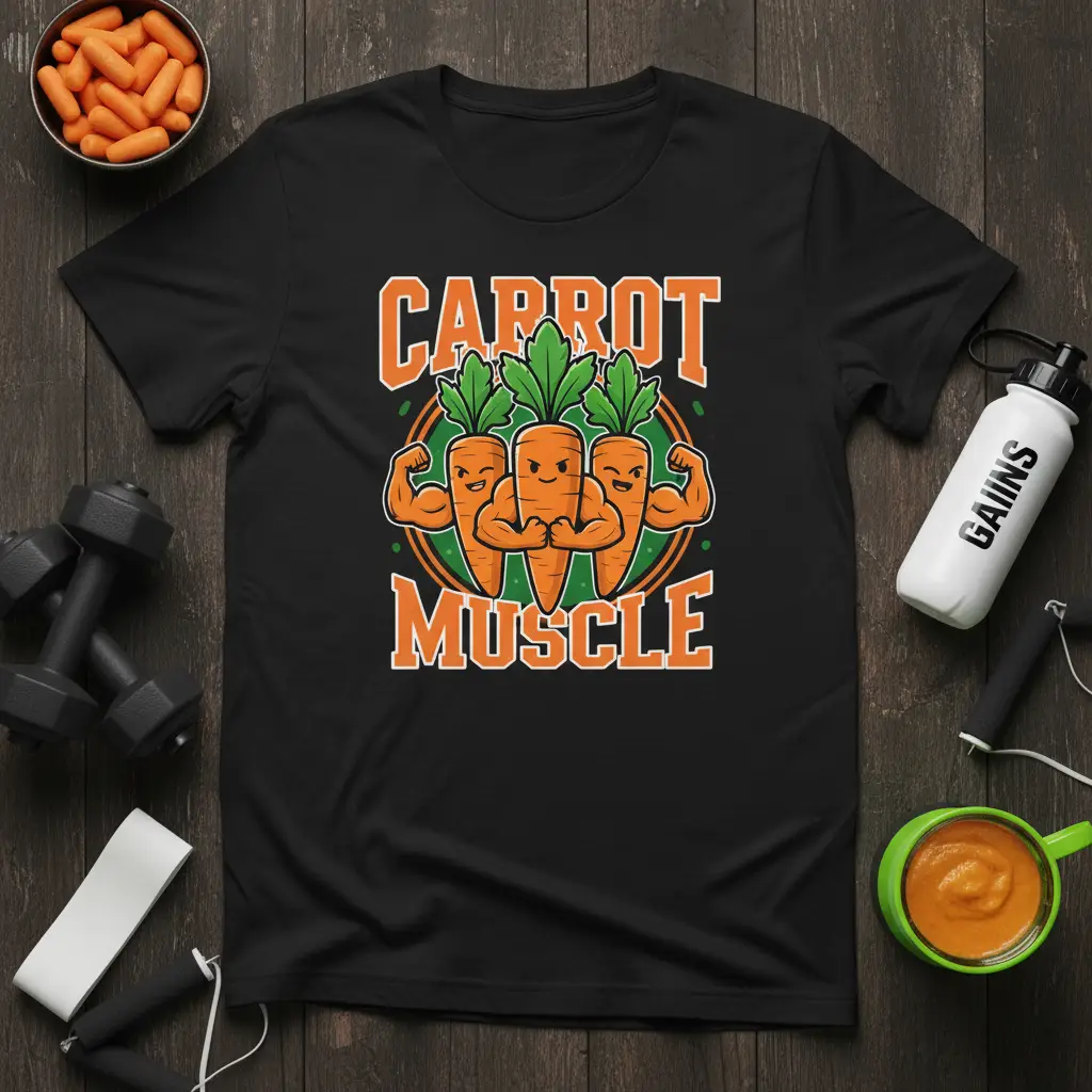 Carrot Muscle Fitness T-Shirt Funny Gym Workout Gift