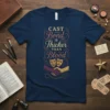 Cast Bond Is Thicker Than Blood T-Shirt with theater masks and handshake graphic, featuring vintage typography