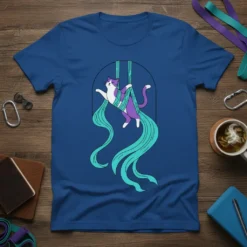 Cat Aerial Silks unique graphic design printed on comfortable cotton t-shirt