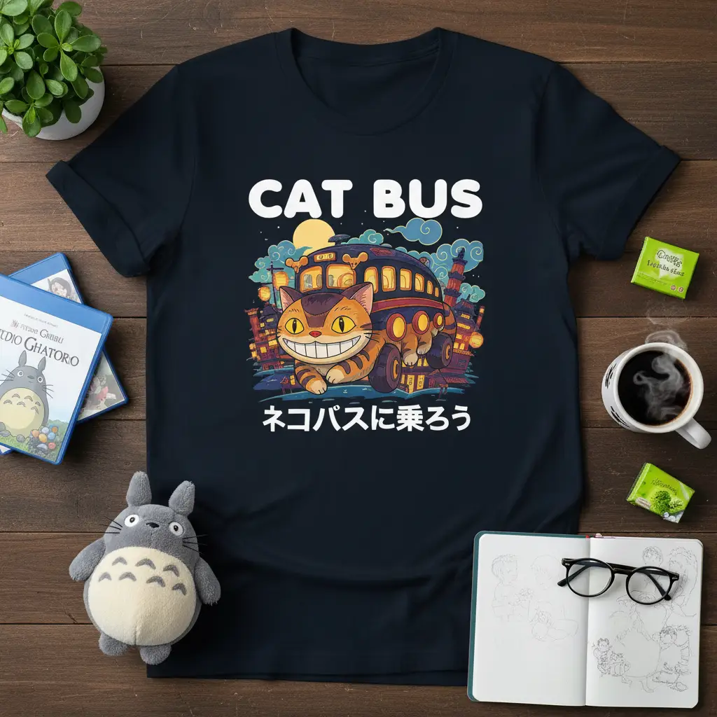 Cat Busネコバスに乗ろう Anime T-Shirt Studio Ghibli Inspired