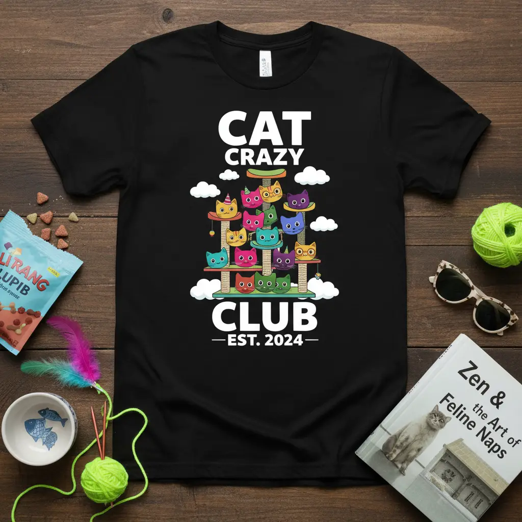 Cat Crazy Club Est 2024 T-Shirt Funny Cat Lover Gift
