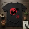 Black t-shirt featuring a black cat silhouette against a red circle with "Cat Culture" text and a Japanese symbol