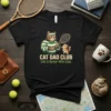 Cat Dad Club Life Is Better With Cats t-shirt design featuring two cats playing tennis, one adult and one kitten