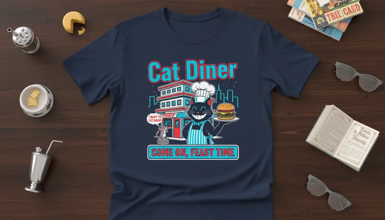 Cat Diner Come on Feast Time T-Shirt Funny Cat Lover Gift