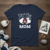 Navy t-shirt with "Cat & Dog MOM" text and graphic of a cat and dog inside a heart with paw