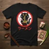 ラーメン cat eating ramen creative graphic design printed on comfortable cotton t-shirt