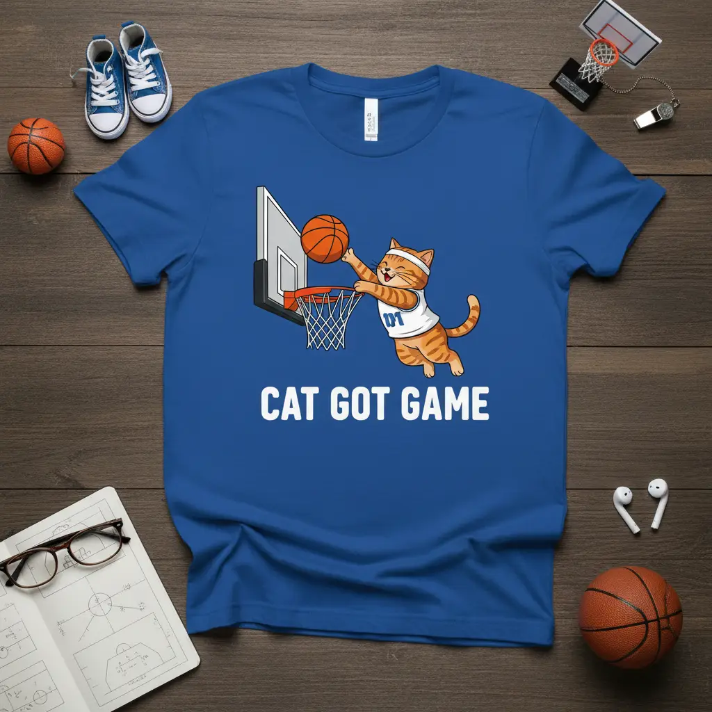 Cat Got Game Basketball Cat T-Shirt Funny Sports Humor Gift