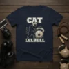 Muscular black cat wearing boxing helmet lifting a kettlebell with text CAT LELBELL