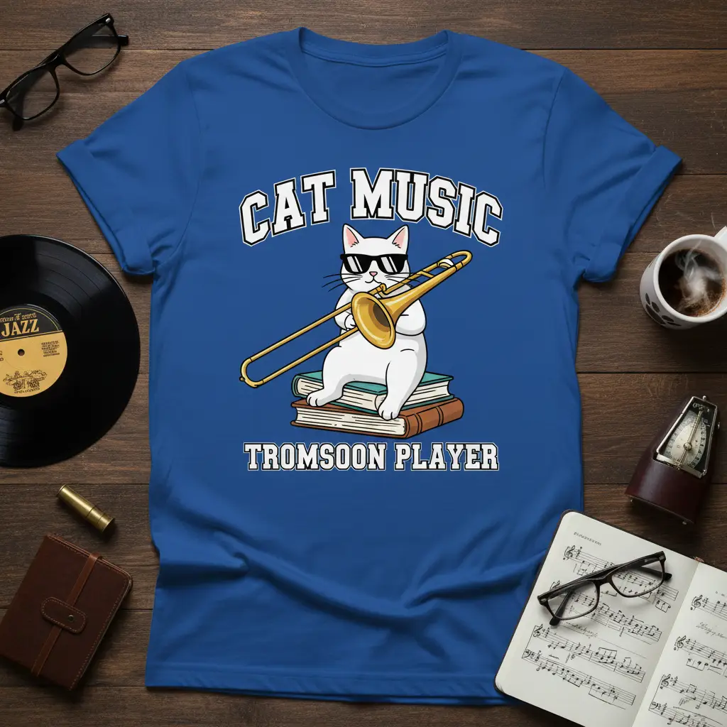 Cat Music Tromzoon Player T-Shirt Funny Music Lover Gift