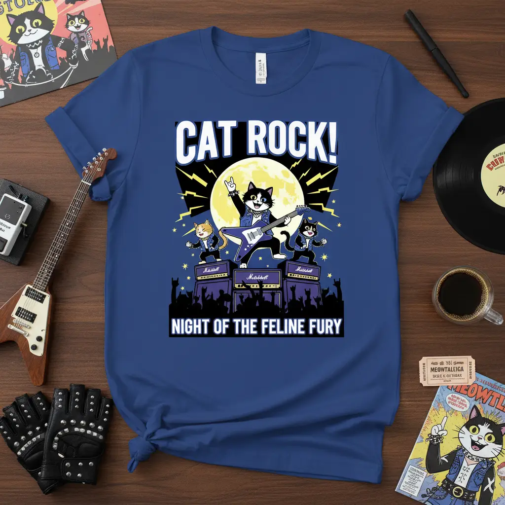 Cat Rock! Night of the Feline Fury T-Shirt Music Gift
