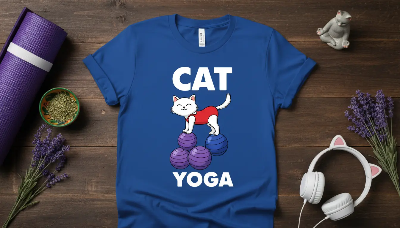 Cat Yoga T-Shirt Funny Animal Lover Gift for Yogis
