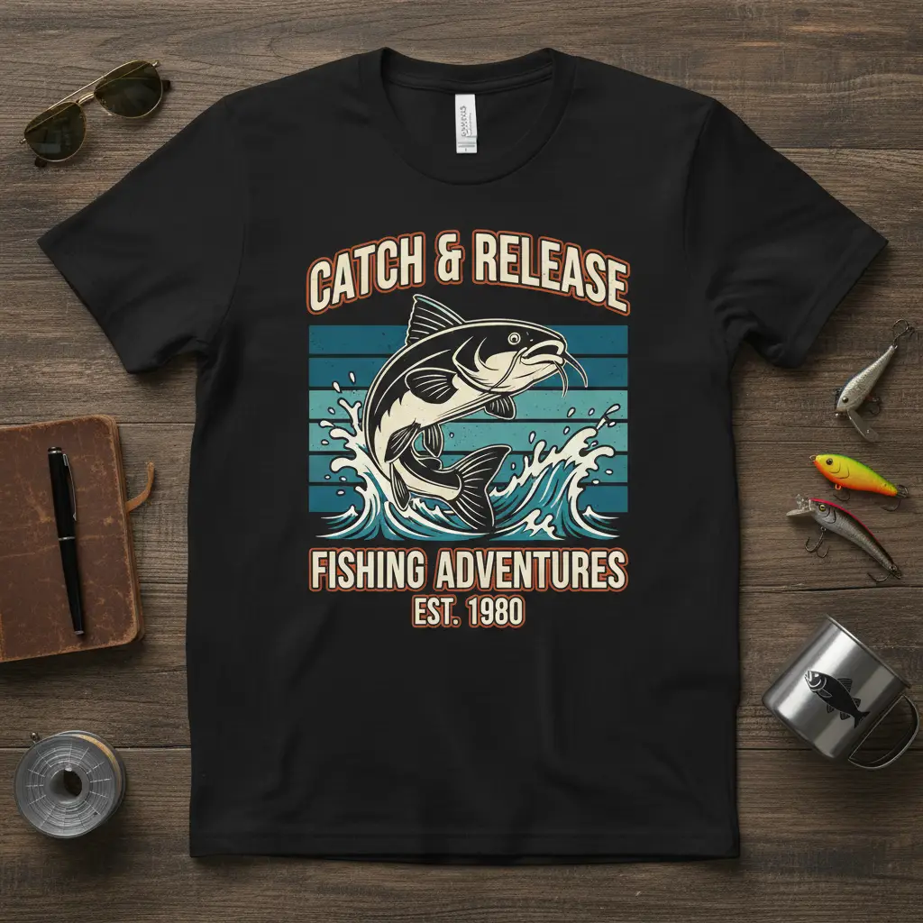 Catch & Release Fishing Adventures T-Shirt Vintage Angler Gift