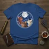 Cats Looking At Moon eye-catching graphic design printed on comfortable cotton t-shirt