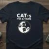 Cats Yin & Yang t-shirt design with white and black cats in a circular yin yang symbol