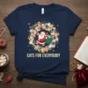 Cats For Everybody Christmas T-Shirt featuring Santa Claus surrounded by cats, festive holiday design