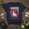 Caution I Quit Smoking Speak To Me At Your Own Risk t-shirt with a red dragon graphic and warning symbol