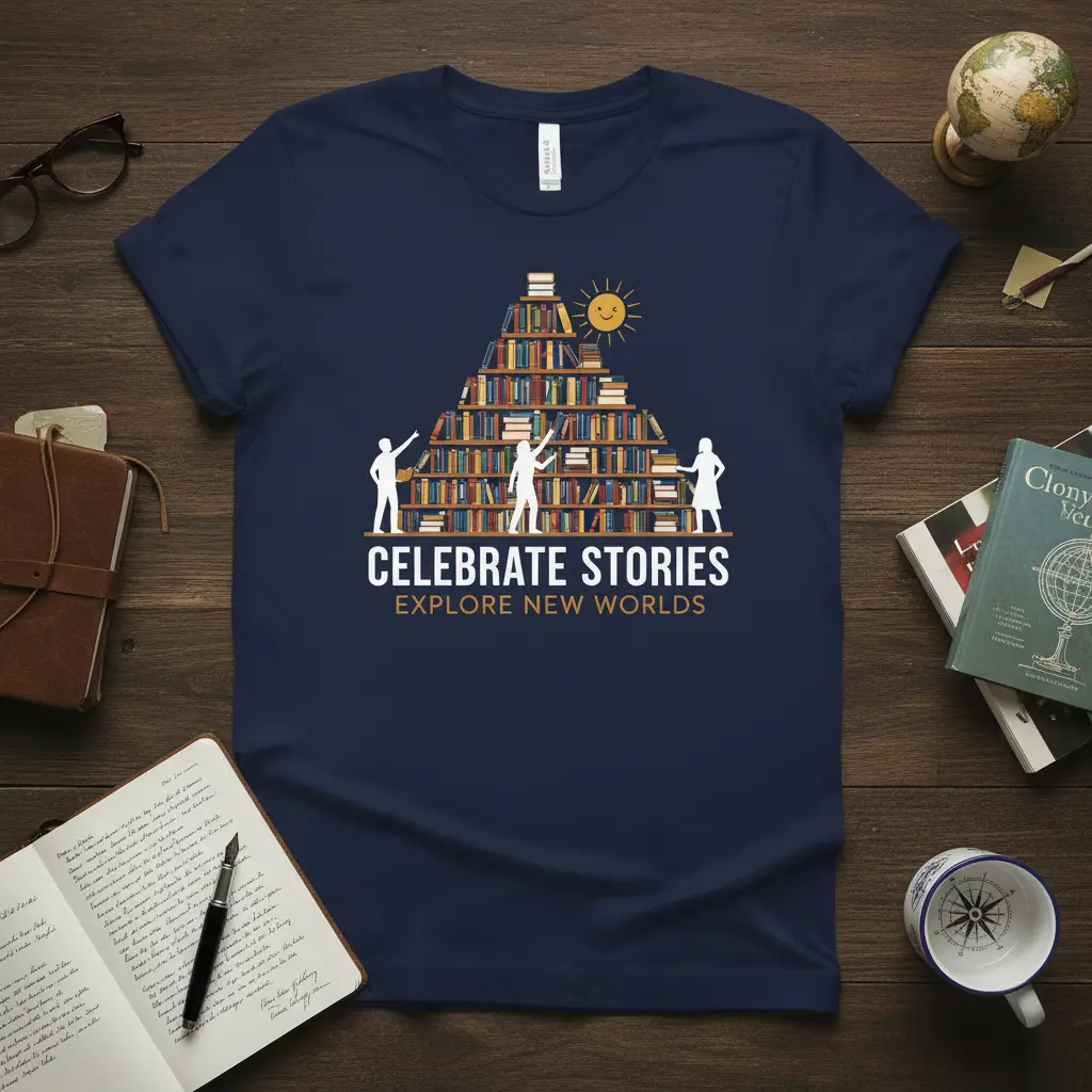 Celebrate Stories Explore New Worlds Book Lover T-Shirt
