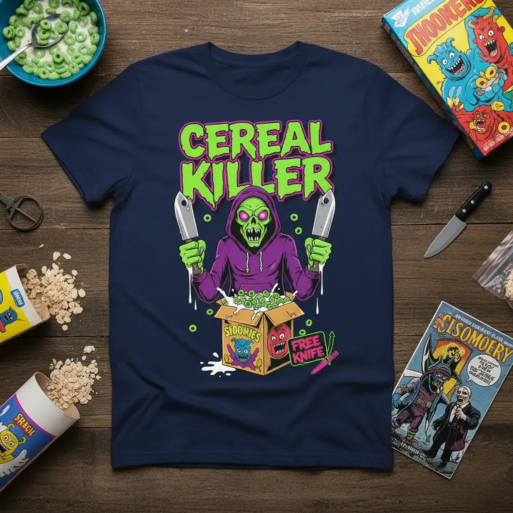 Cereal Killer Zombie T-Shirt Funny Breakfast Lover Gift