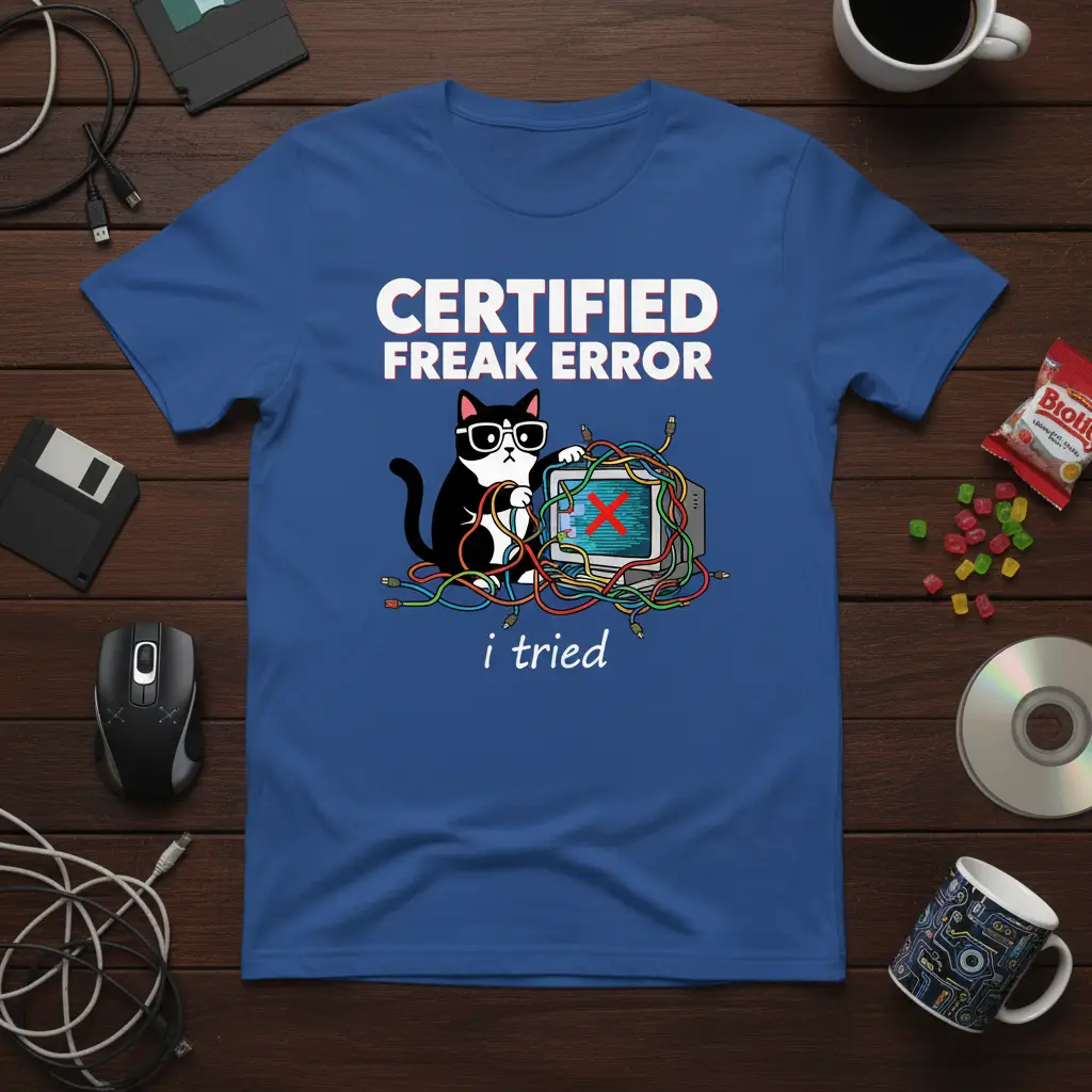Certified Freak Error I Tried Cat T-Shirt Funny Tech Gift