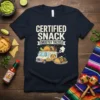 Certified Snack Mostly Tacos T-Shirt featuring a kawaii taco truck and tacos graphic